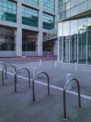Empty bicycle racks, montevideo, uruguay