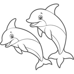 Fototapeta premium dolphin outline for coloring pages 