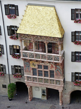 Innsbruck, Austria &ndash; July 7, 2013. View over the famous golden roof Goldenes Dachl in Innsbruck. 