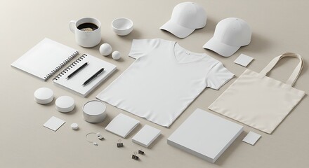 A collection of white promotional items for branding and marketing