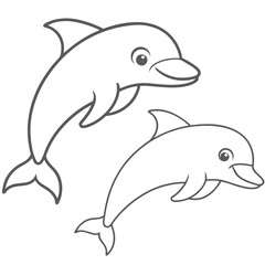 Naklejka premium dolphin outline for coloring pages 