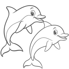 Obraz premium dolphin outline for coloring pages 