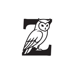 Elegant Owl Perched on Bold Letter Z Logo Design Inspiration