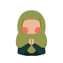 Fototapeta premium Praying Woman In Green Hijab Illustration