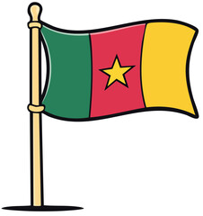 Flag of Cameroon featuring tricolor design with central star
