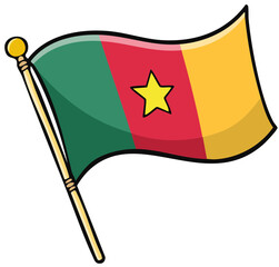 Cameroon national flag with vertical stripes and gold star
