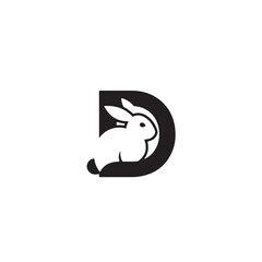 Creative Rabbit Silhouette Integrated Into Modern Letter D Logo Design for Animal Lovers