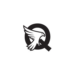 Graceful Eagle Emblem Design Integrated with Bold Letter Q for Dynamic Branding