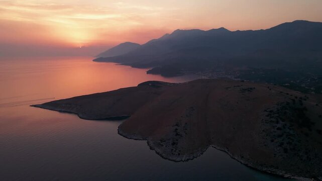 Vast coast near Dhermi Albania at sunset 