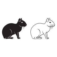 The Agouti Body Outline Package - Silent Feeder - Small Ears - Agouti silhouette - Agouti lineart - Agouti vector - silhouette & lineart of Agouti

