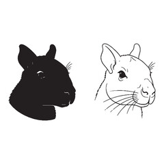 An Agouti Side View Art - Patient Forager - Keen Senses - Agouti silhouette - Agouti lineart - Agouti vector - silhouette & lineart of Agouti

