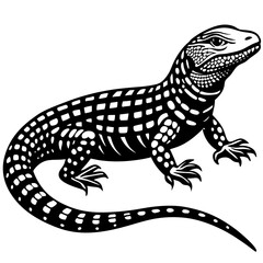 Naklejka premium Vector art of a striking black white illustration of a lizard