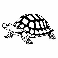 Fototapeta premium Vector art of a black white illustration of a tortoise walking