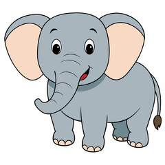 Naklejka premium Vector art of a cute elephant with big ears isolated on white background
