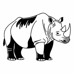 Fototapeta premium Vector art of a detailed black white illustration of a rhinoceros