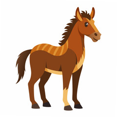 Vector art of a brown horse with striped markings on its back