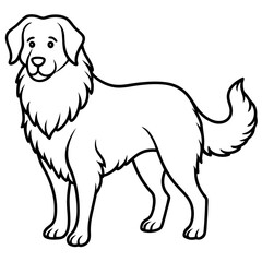 Vector art of a friendly golden retriever dog standing on a white background