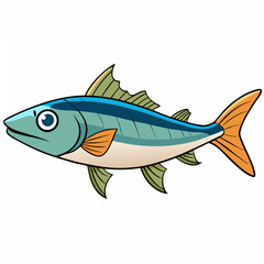 Fototapeta premium Vector art of a mackerel fish isolated on a white background