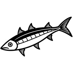 Obraz premium Vector art of a stylized black white illustration of a mackerel fish