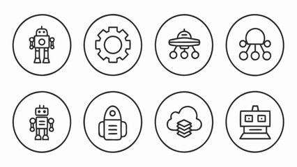 Fototapeta premium Future Technology Collection of engineering and icons set in clean outline style
