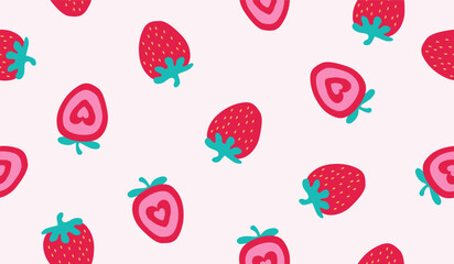Cute strawberry fruits pattern background vector design