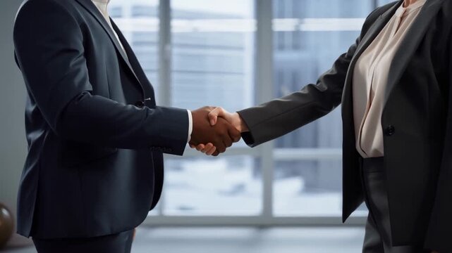 Business Handshake Deal, Successful business deal with handshake gesture, Agreement and partnership in a corporate office