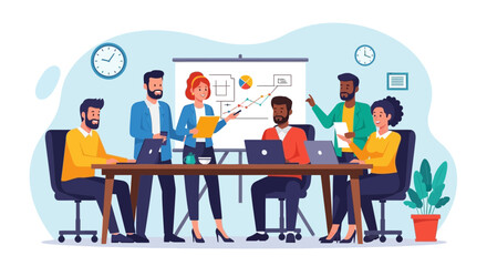 Professional Business Team Meeting Discussing Strategy and Growth