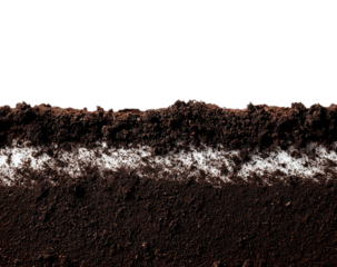 Close-up of dark brown soil with a light layer on top