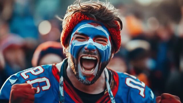 Excited Fan at Sporting Event.