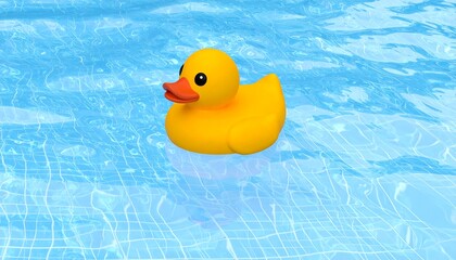 Yellow rubber duck in a pool