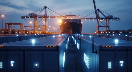 Smart shipping containers equipped with IoT sensors for enhanced supply chain visibility.