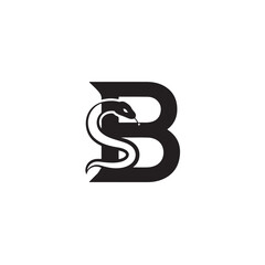 Obraz premium Stylish Black Letter B Emblem Incorporating a Coiled Snake Design