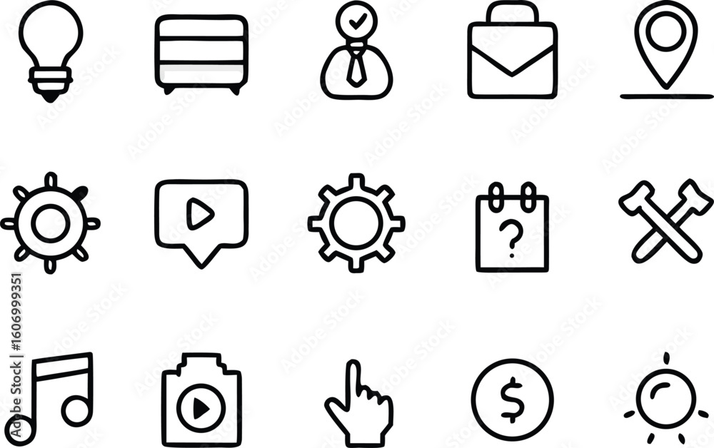Fototapete Simple Black Outline Icon of a Computer Monitor screen display