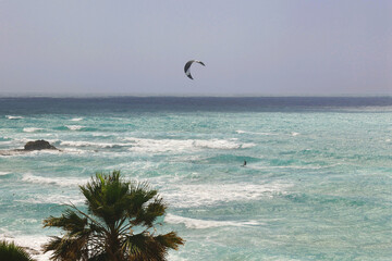 Man Kite Surfing in Windy Sea, Batroun Coast, Lebanon