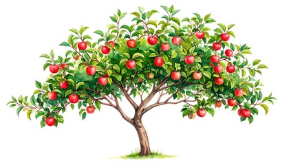 Fototapeta premium A vibrant apple tree illustration