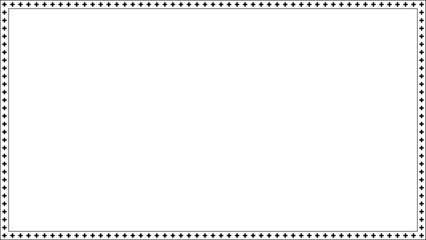 Rectangle frame with outline stroke and repeating small black crosses with 16x9 aspect ratio for web, presentation, banner , certificates, documents, or decorative accents, vector, isolated on transpa
