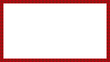 Rectangle frame with red plaid or argyle pattern border with 16x9 aspect ratio for web, presentation, banner, social story for rustic themes, Christmas holiday designs.