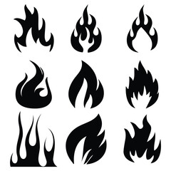 Fire silhouette vector sets, and icons