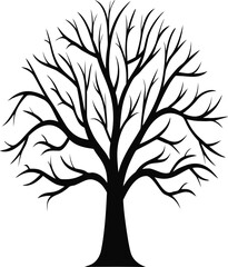 Fototapeta premium a single black silhouette of a stylized dead tree