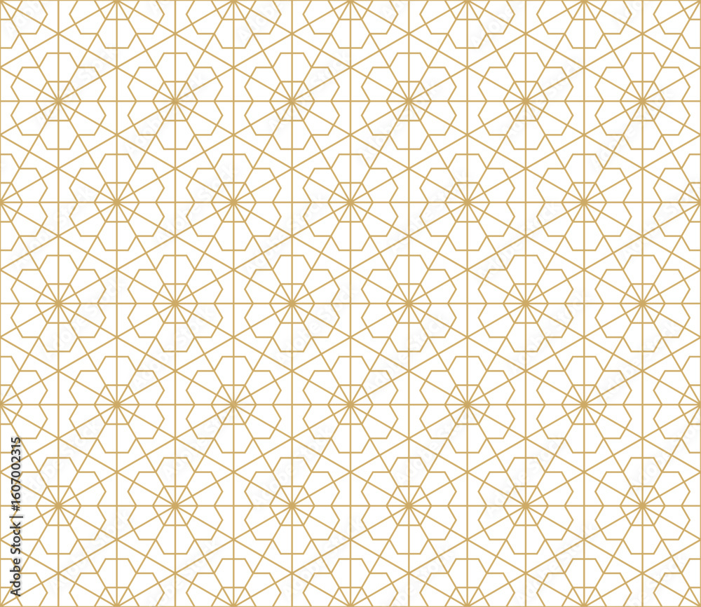 Wall mural seamless geometric pattern background with a delicate, intricate golden-line,creating a sophisticate