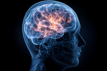 A brain with a lightning bolt in it