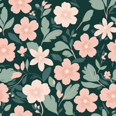 Seamless floral pattern. Flowers and Leaves Design Elements