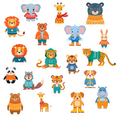 Obraz premium cute animals on winter clothes