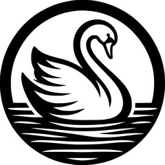 Obraz premium Minimalist black and white swan icon with clean lines. No shading. Perfect for logos, stickers, or digital use. Modern, elegant, and scalable.