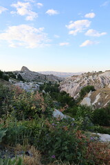 Cappadocia rocky landscape. historical unique ancient open-air museum ruins. Rocky landscape trail.High quality 4k footage
