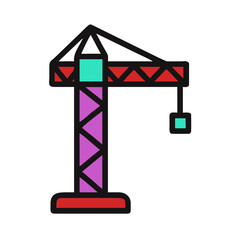 Construction crane, white background