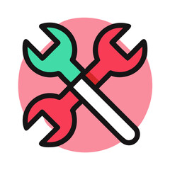 crossed wrenches on a pink background, representing tools and repair concepts