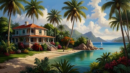 Fototapeta premium palm trees on the beach