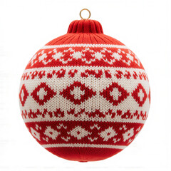 Christmas Ornament with Festive Design: A vibrant close-up showcases a handcrafted red and white patterned Christmas ornament, capturing the essence of the festive season.
