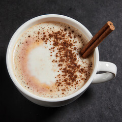 Cozy Cinnamon Delight: A close-up of a comforting cup of a beverage, inviting warmth, relaxation, and delightful flavors.